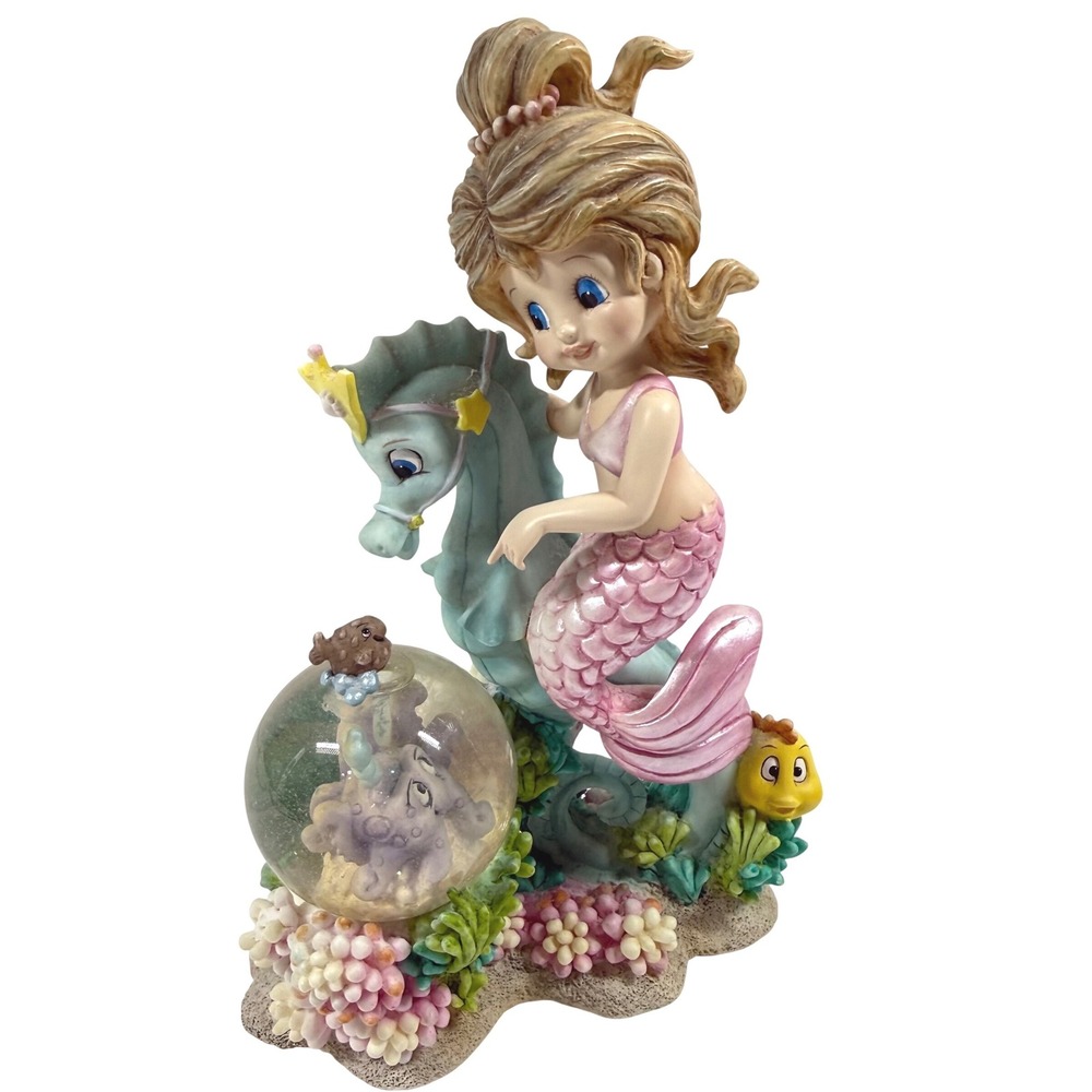 Hamilton Collection "Fantasy Ride"Mermaid Seahorse Snow Globe Figurine  1999 VTG